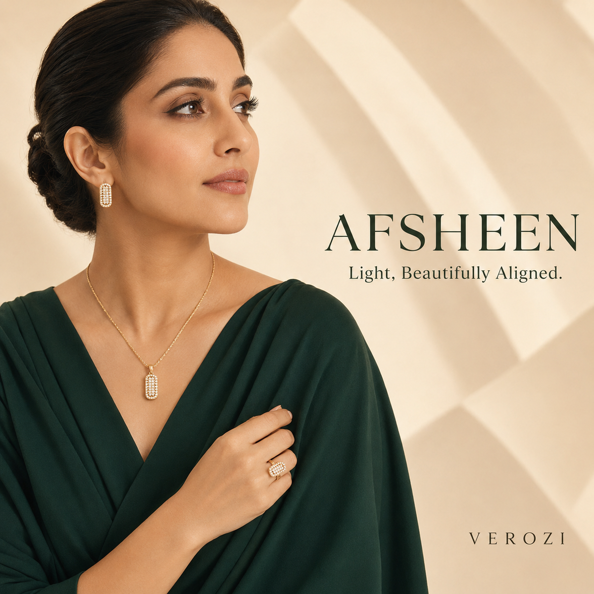 Afsheen Clear Crystal Linear Halo | 4Pc Set | Imported