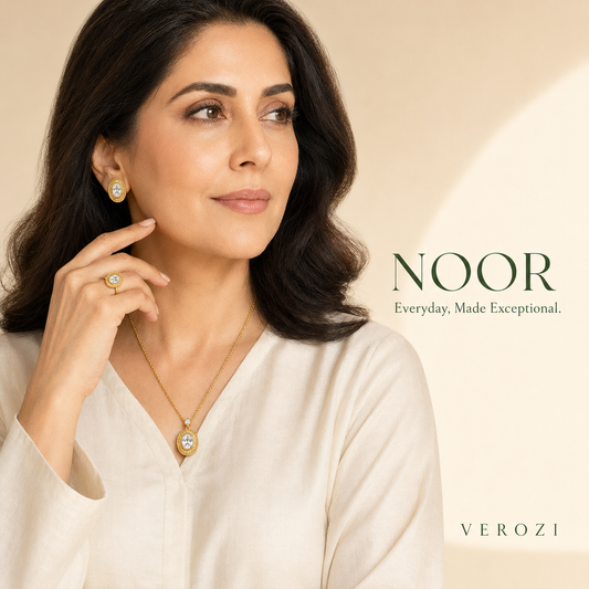 Noor Oval Crystal | 4Pc Set | 22K Gold Plated