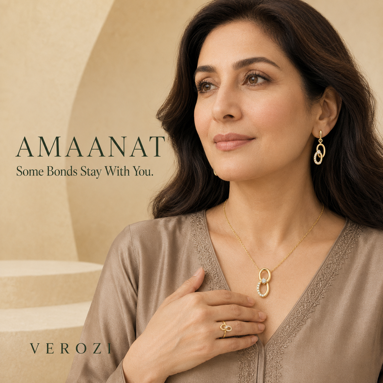 Amaanat Interlocking Oval | 4Pc Set | 22K Gold Plated