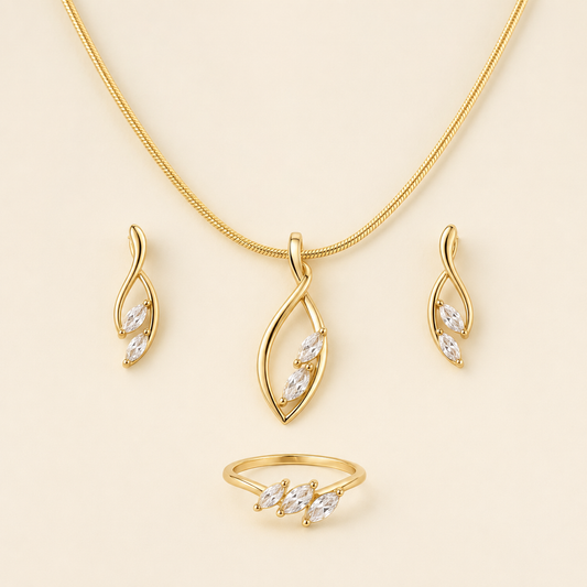 Ayla Marquise Crystal | 4Pc Set | 22K Gold Plated