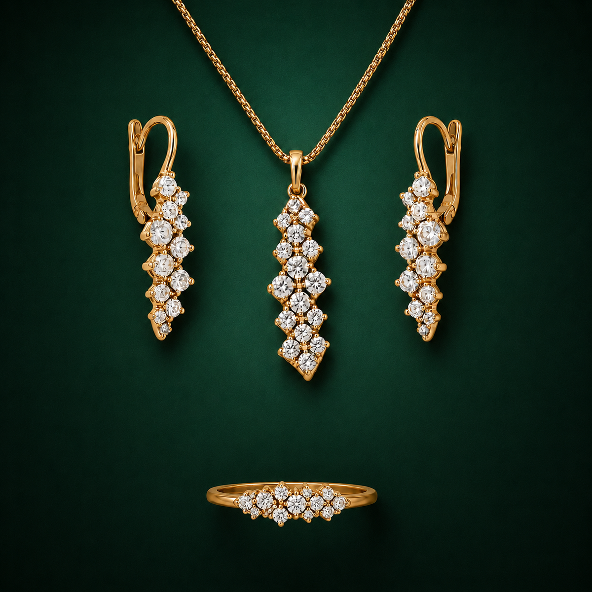 Zareen Clear Crystal Cascading Twist | 4Pc Set | Imported