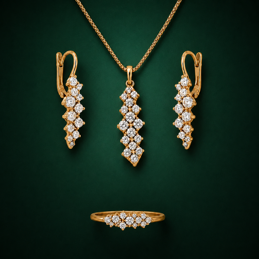 Zareen Clear Crystal Cascading Twist | 4Pc Set | Imported
