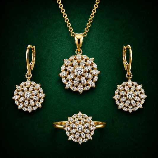 Roshanara Marquise Floral Rosette | 4Pc Set | Imported