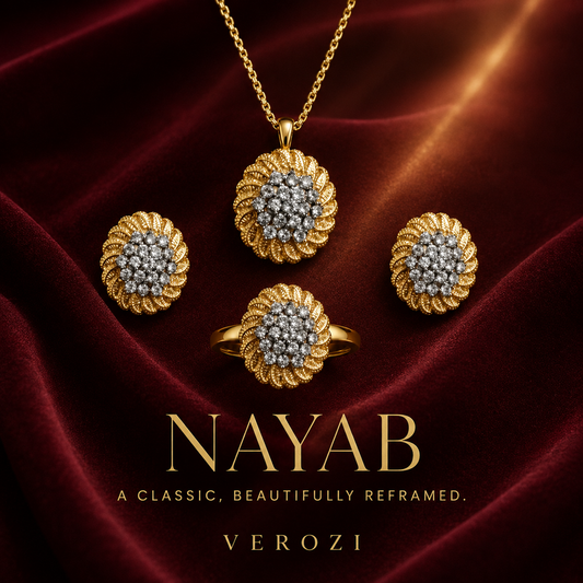 Nayab Sculpted Gold Halo | 4Pc Set