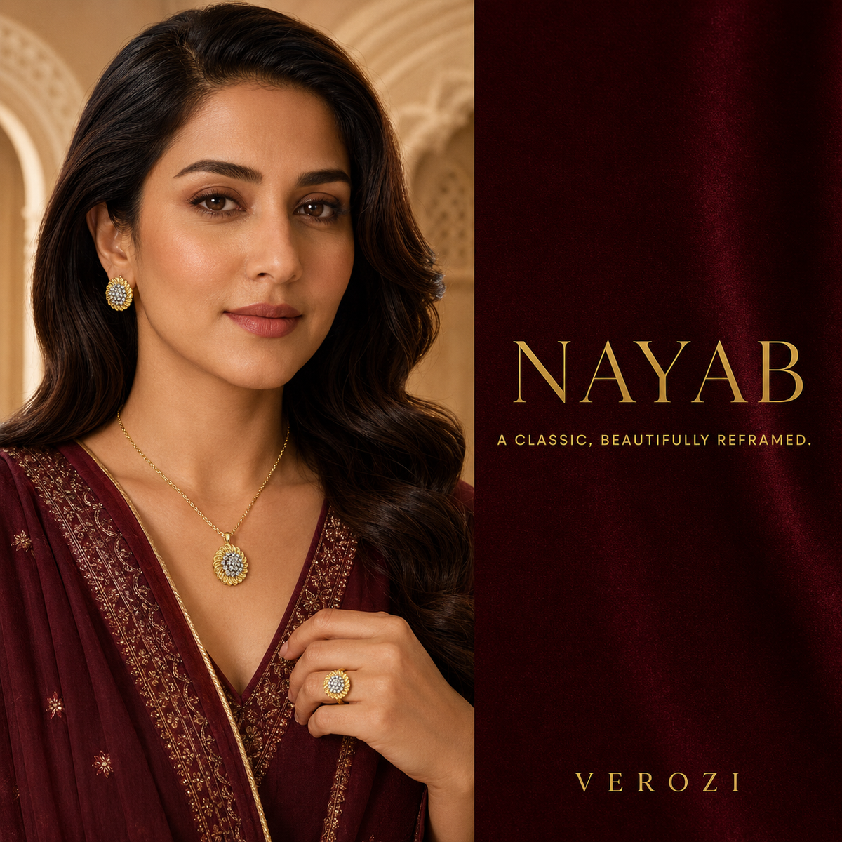 Nayab Sculpted Gold Halo | 4Pc Set