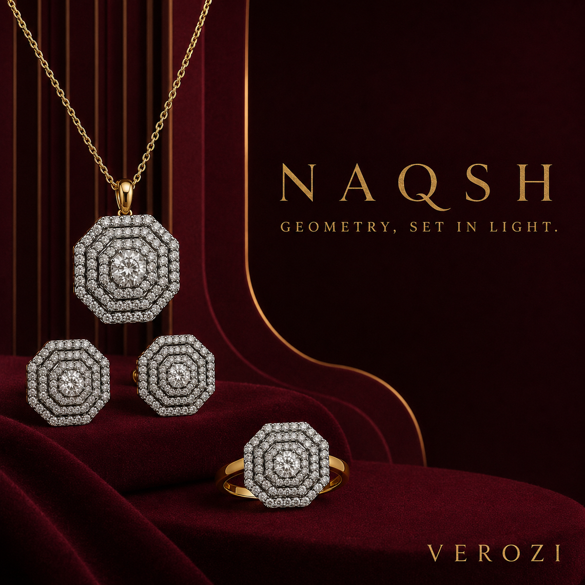 Naqsh Concentric Octagonal Halo | 4Pc Set