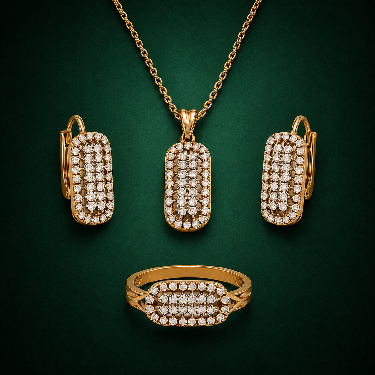 Afsheen Clear Crystal Linear Halo | 4Pc Set | Imported