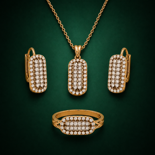 Afsheen Clear Crystal Linear Halo | 4Pc Set | Imported