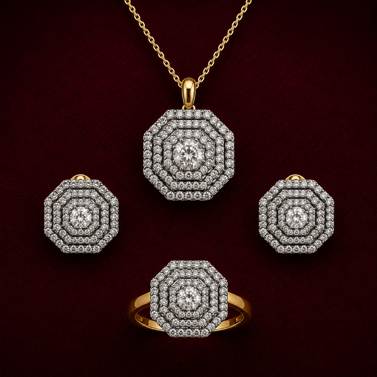 Naqsh Concentric Octagonal Halo | 4Pc Set